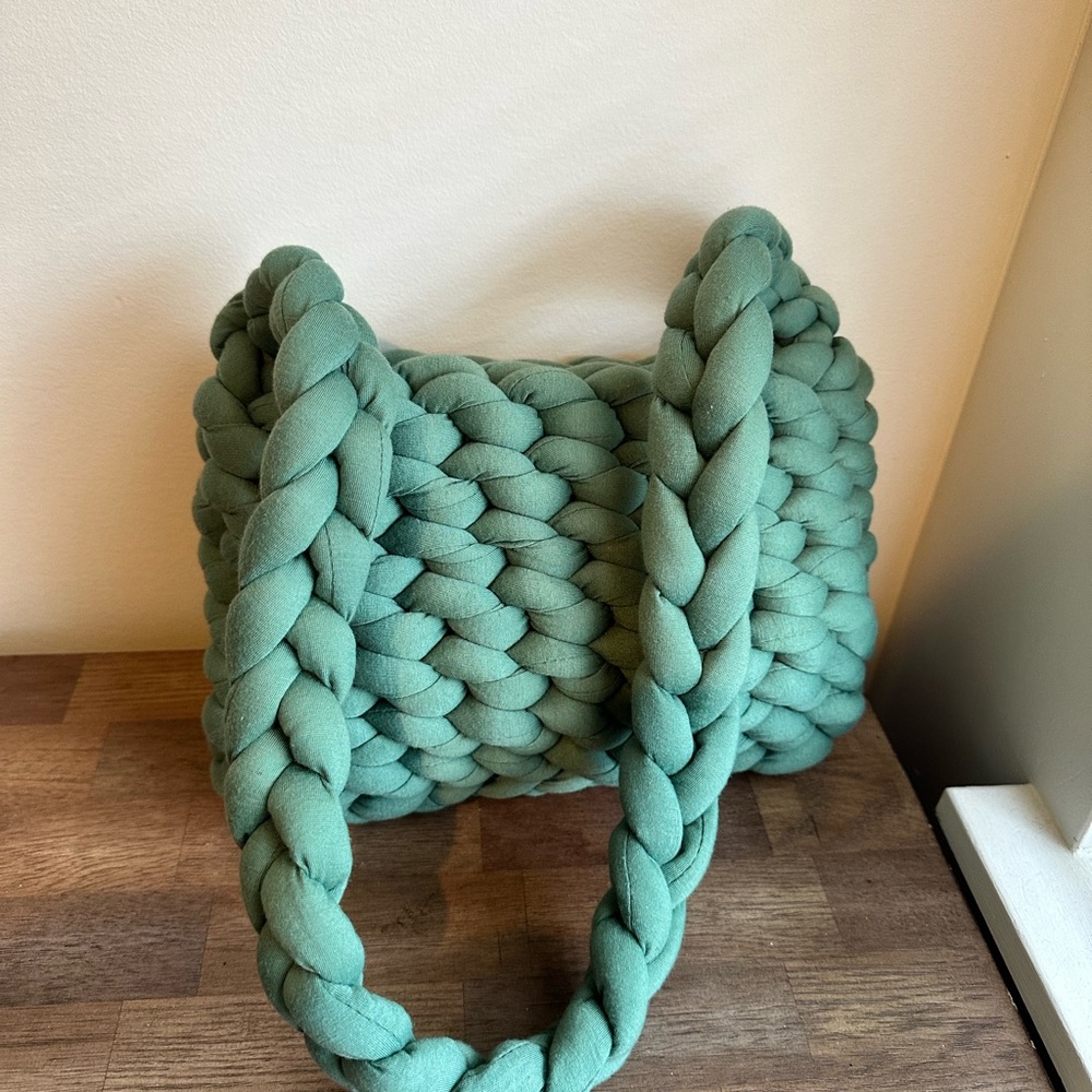 Chunky Knit Green Pillow